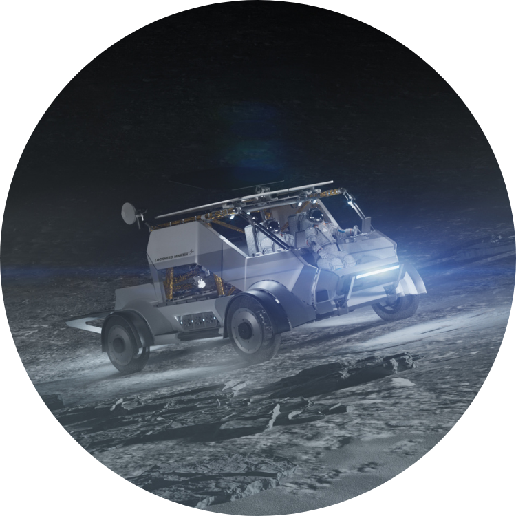 (LMV) lunar mobility vehicle concept on the surface of the moon