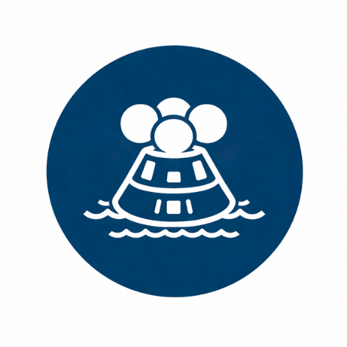 Orion has a system of five orange airbags that help right the capsule into an upright position upon splashdown